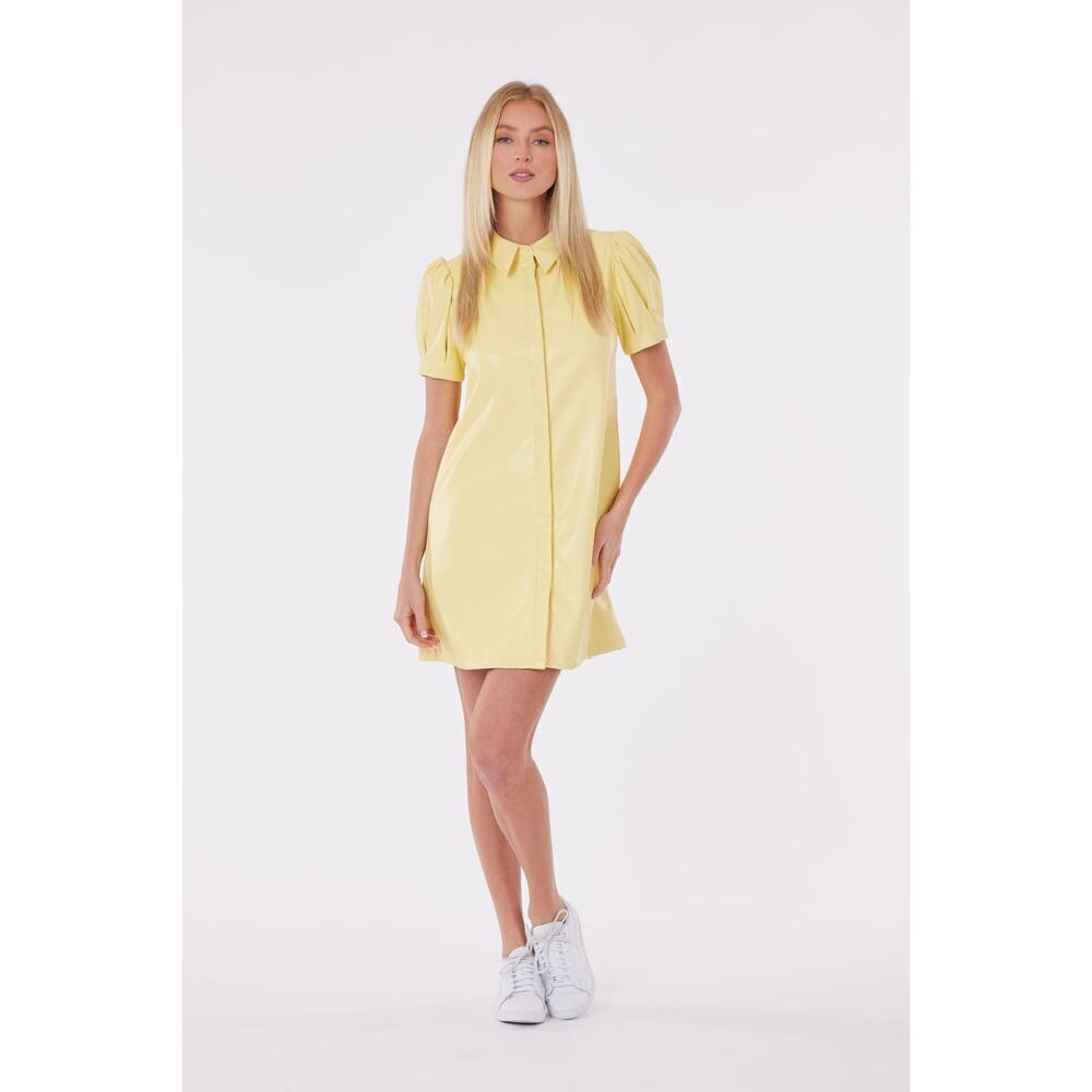 Dolce Cabo Faux Leather Mini Dress with Puff Sleeves